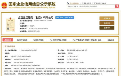 金茂服务在北京设立新子公司，布局互联网域名注册服务